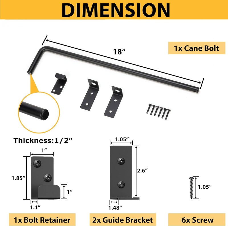 URDOGSL Store 18" Heavy Duty Cane Bolts for Gates with Upgraded Square Hardware Gate Drop Rod with Black Finish for Wood PVC Vinyl Fences Gates, Double Doors-1 Pack - Image 2